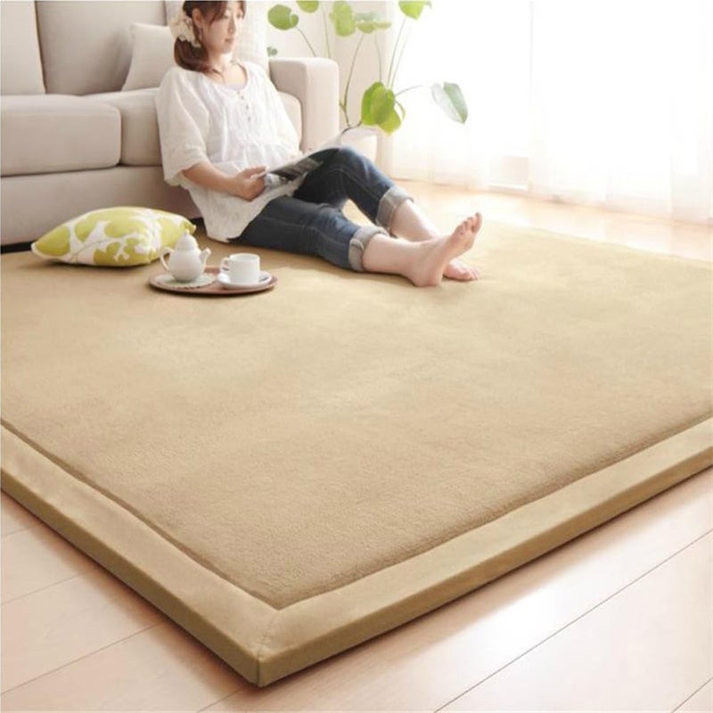 Loartee Coral Velvet Crawling Rug (5.0'x 6'8", Brown) for Toddler Children Play Area Rug Yoga Mat Exercise Pad - Image 3